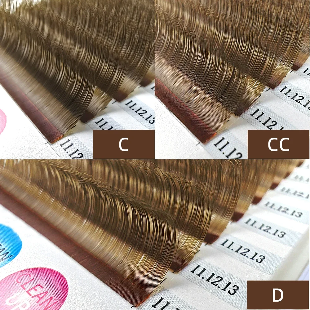 Yelix Brown Camellia Eyelash Extensions Mixed Length 0.07mm B/C/D/CC Curl Soft Natural Brown Eyelashes Volume Lashes