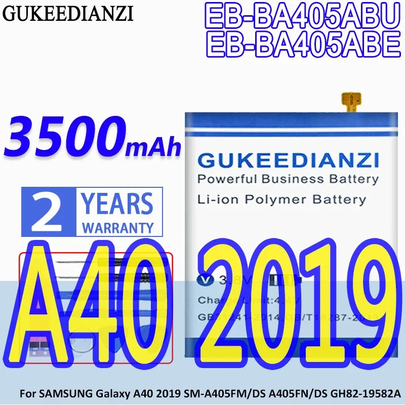 High Capacity GUKEEDIANZI Battery EB-BA405ABU EB-BA405ABE 3500mAh For SAMSUNG Galaxy A40 2019 SM-A405FM/DS A405FN/DS GH82-19582A