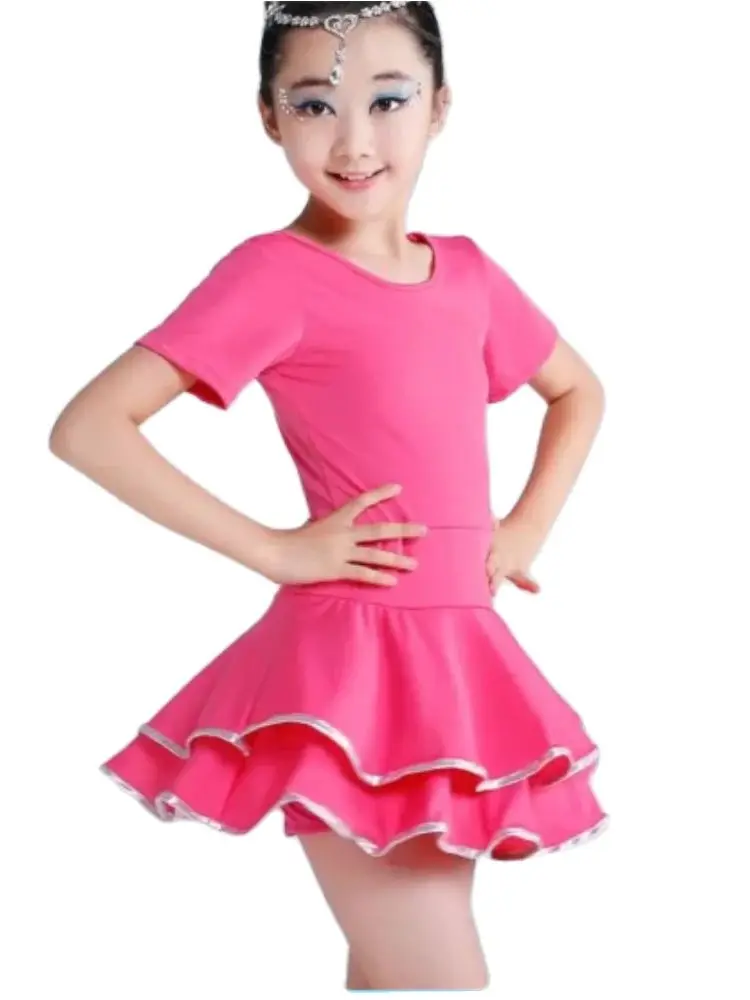 1 teile/los kinder latin tanzen kleid gilr cha cha tango tanzen kurzarm kurze kleid