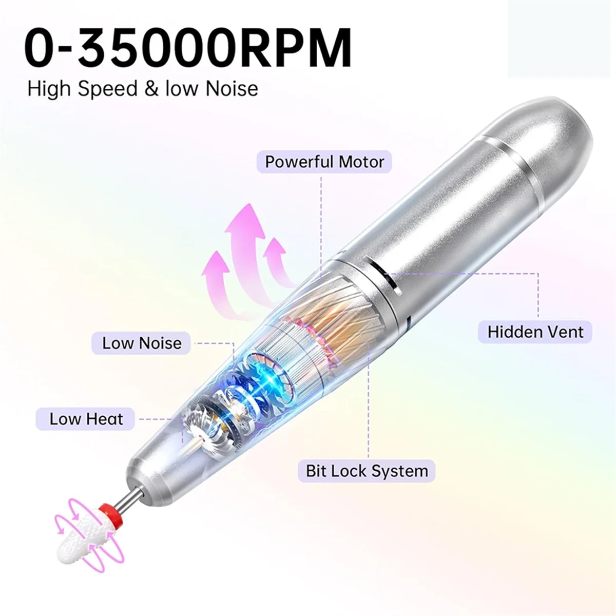 

GET! Cordless Electric Nail Drill Machine for Rechargeable Diamond Portable HD Display 35000 RPM Acrylic Drill B