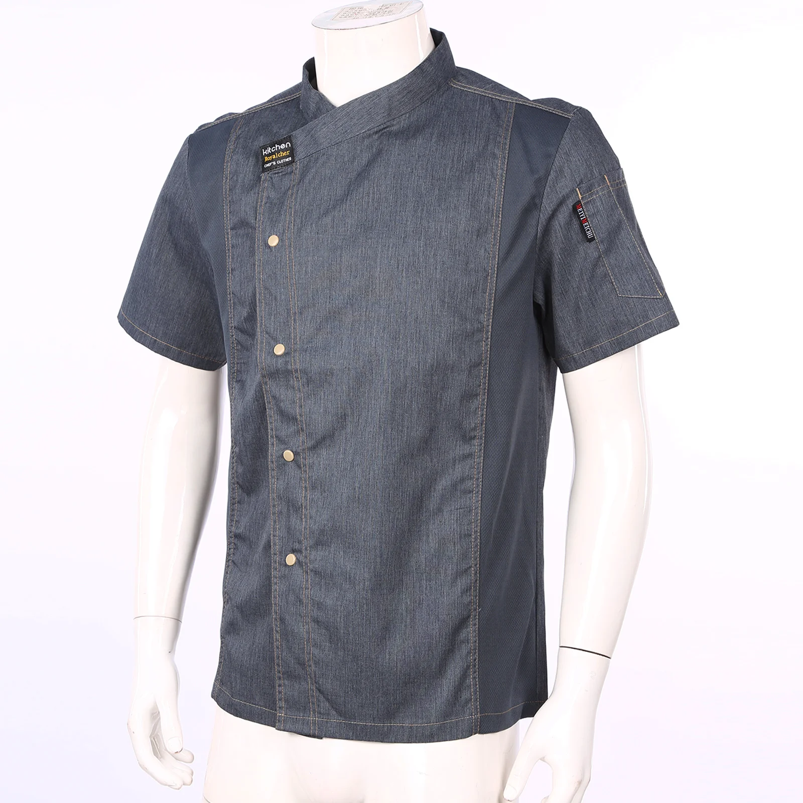 Adulto Cozinha Uniforme de Trabalho para Homens e Mulheres, Camisas de Manga Curta, Chef, Fogão, Padeiro, Jaqueta, Casaco, Hotel, Restaurante, Cantina, Bolo, Café, Costum