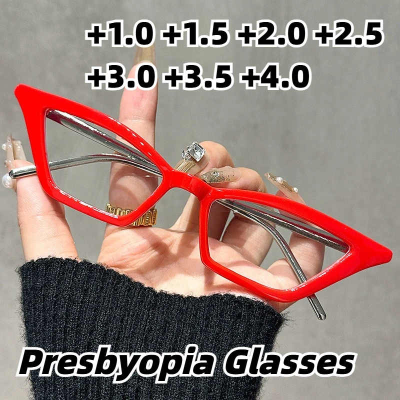 

Fashionable Cat-Eye Semi Metal Reading Glasses High-Definition Anti-Blue Light Presbyopia Eyewear for Women +1.0 To +4.0