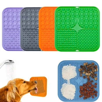 Estera de silicona para lamer mascotas, alimentador lento, plato de comida para perros, distribución de baño, alimentador de entrenamiento con ventosa para perros, suministros de cocina 1