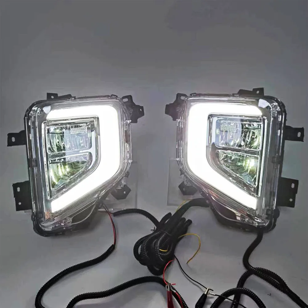 Left / Right Fog Lamp LED DRL For Mitsubishi Triton L200 2019 2020 2021 Car White Daytime Running Lights Yellow Turn Signal Lamp