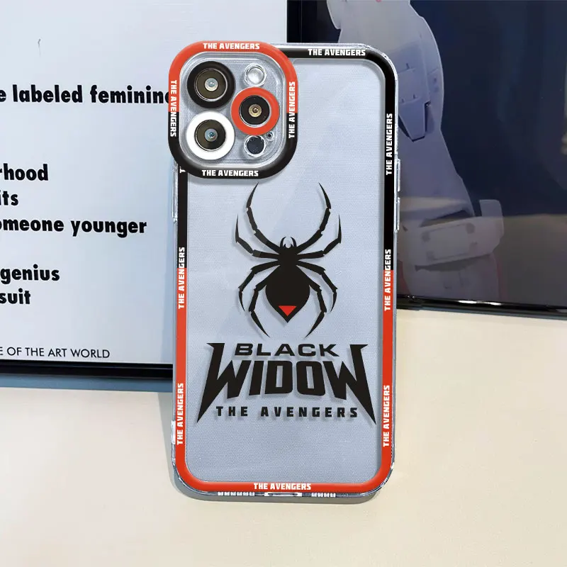 Marvel Black Widow Phone Case for Apple iPhone 11 Pro X 7 6s SE XS 14 15 Plus 8 XR 12 Mini 13 Pro Max Cover Transparent Soft TPU