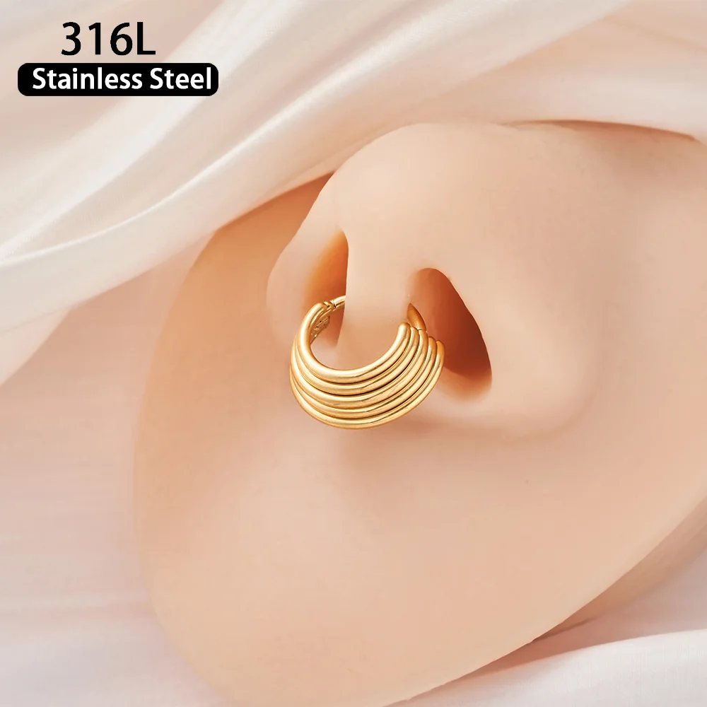 حلقة الأنف الحلزونية للذكور و الإناث ، أداة نقر الحاجز ، الحلزون ، الزنمة ، الغضروف ، خمس طبقات ، حلقة الأنف ب ، 1 * * #4