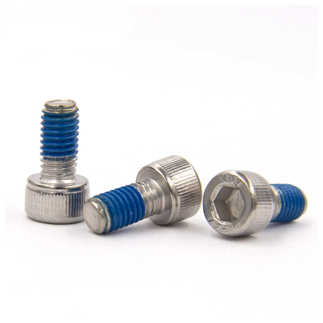 M1.6 M2 M2.5 M3 M4 Hex Socket Cap Screws, Full Thread with Blue Nylon Patch, DIN912/GB70, Stainless Steel 304