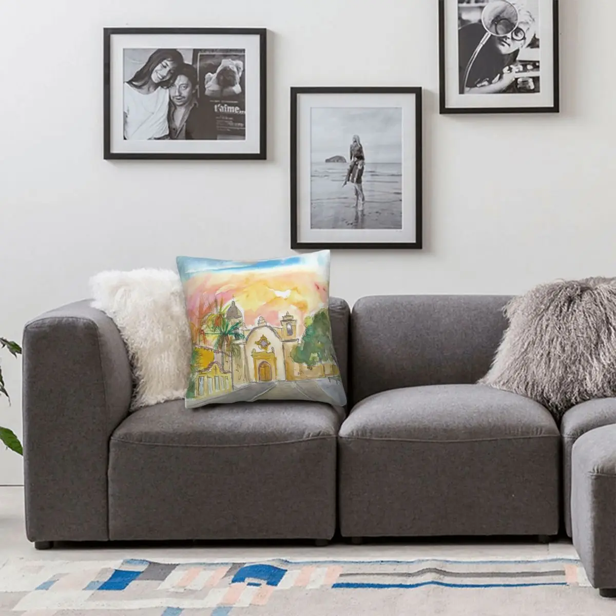 مهمة سان كارلوس بورروميو في الكرمل ساحة المخدة البوليستر الكتان المخملية الإبداعية رمي كيس وسادة غطاء وسادة السرير 18" #6