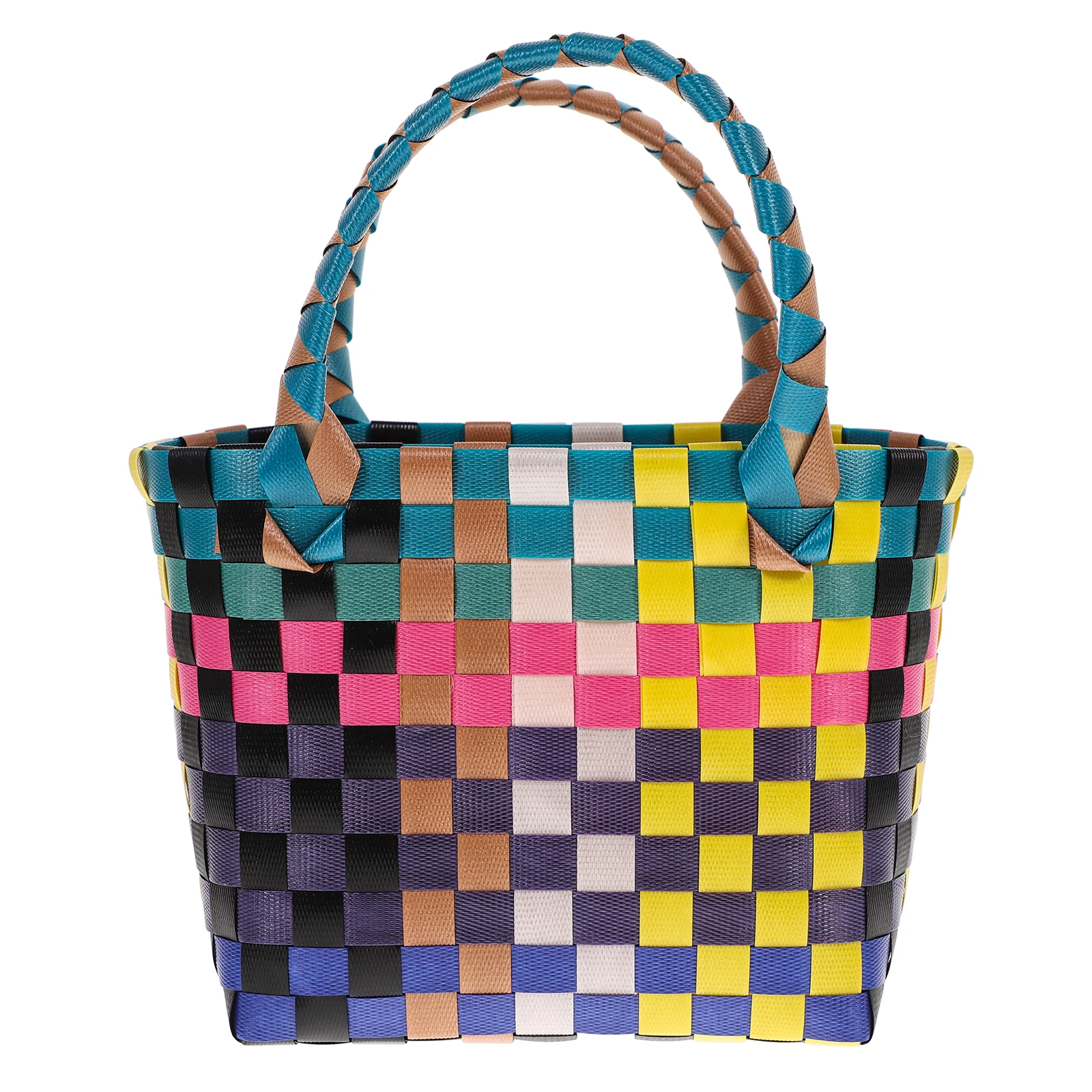 

Chic Woven Storage Basket with Handle Fashionable Rustic Style Ideal for Fruit Vegetable Organizer Home Decor Photoshoot