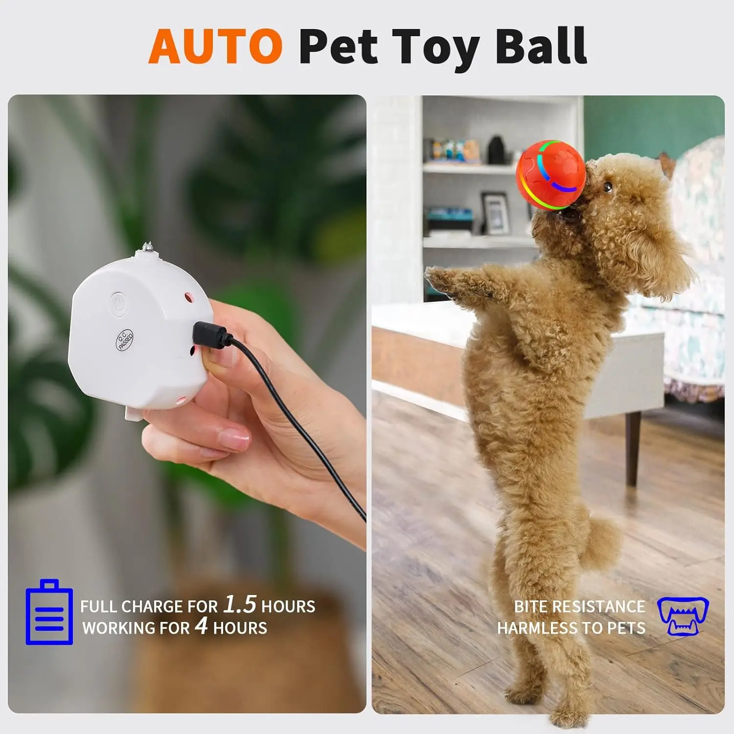 Smart Dog Toy Balls With LED Flash Lights, Automatic Dog Balls, Jolly Ball, Herding Ball for Dogs Australian Shepherds