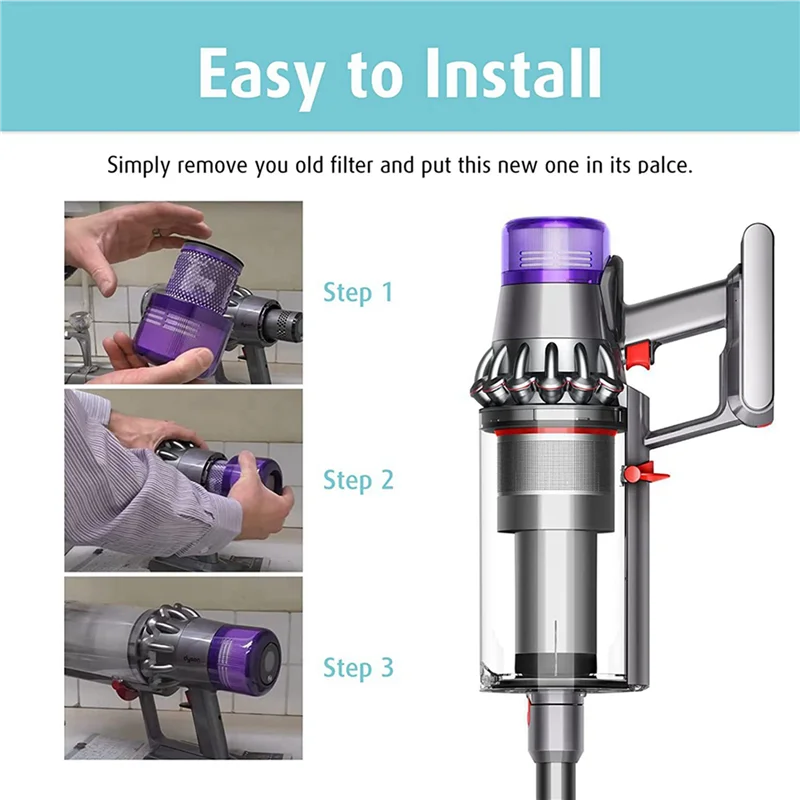 A44T 4Pcs HEPA Filters For Dyson V11 Outsize, V11 Outsize Origin, Outsize, Outsize Absolute+ Vacuum Cleaner, Parts 970422-01