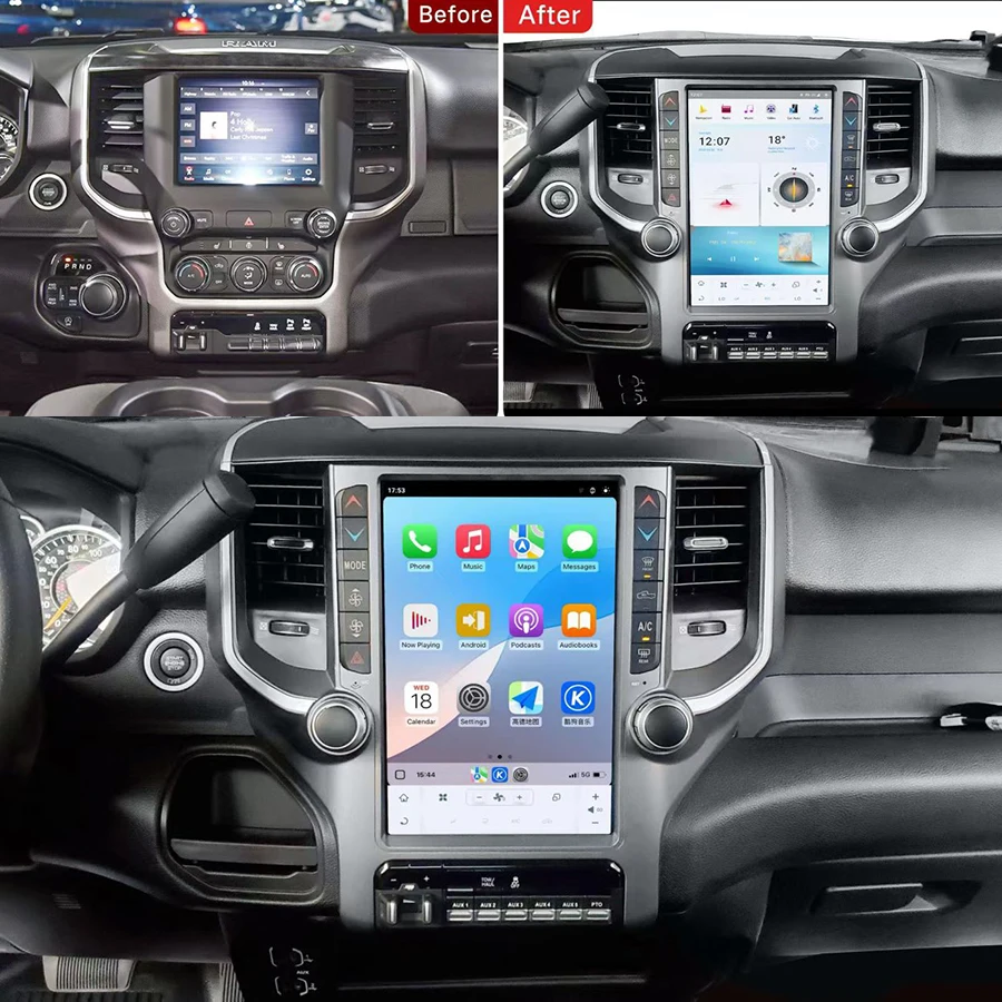 12.1” For Car Stereo For Dodge RAM 2018-2020 Car Radio Multimedia Player Head Unit GPS Navigation Wireless Carplay 4G WIFI