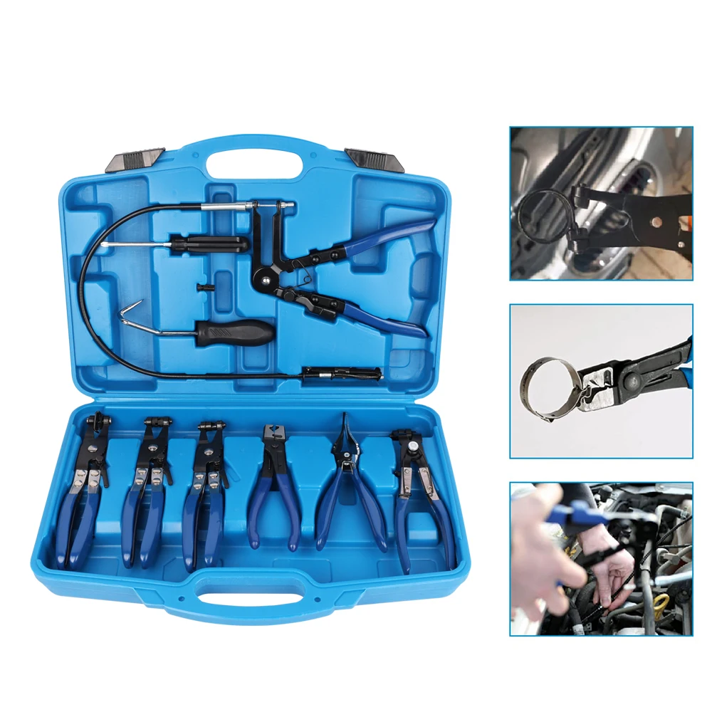 Podofo 9 قطعة السيارات خرطوم المشبك حلقة أضعاف مجموعة سلك مرن سلك بيند بيند نوع مزيل ill شاشة المياه سيارة إصلاح السيارات أداة ﻿