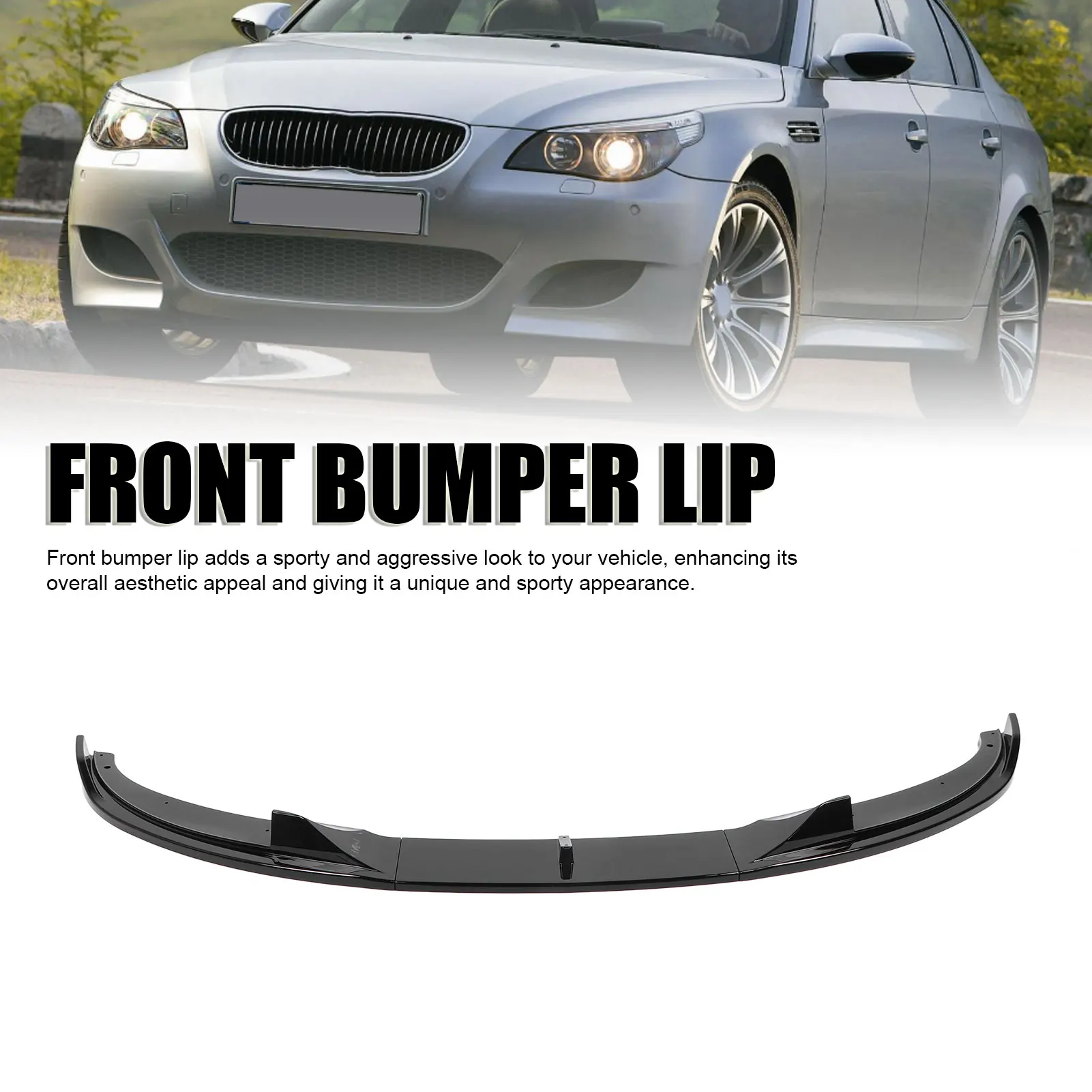 

Front Bumper Lip Spoiler ABS Plastic Sturdy Light Weight Front Bumper Lip Body Kit High Strength for E60 E61 M5 2005-2010