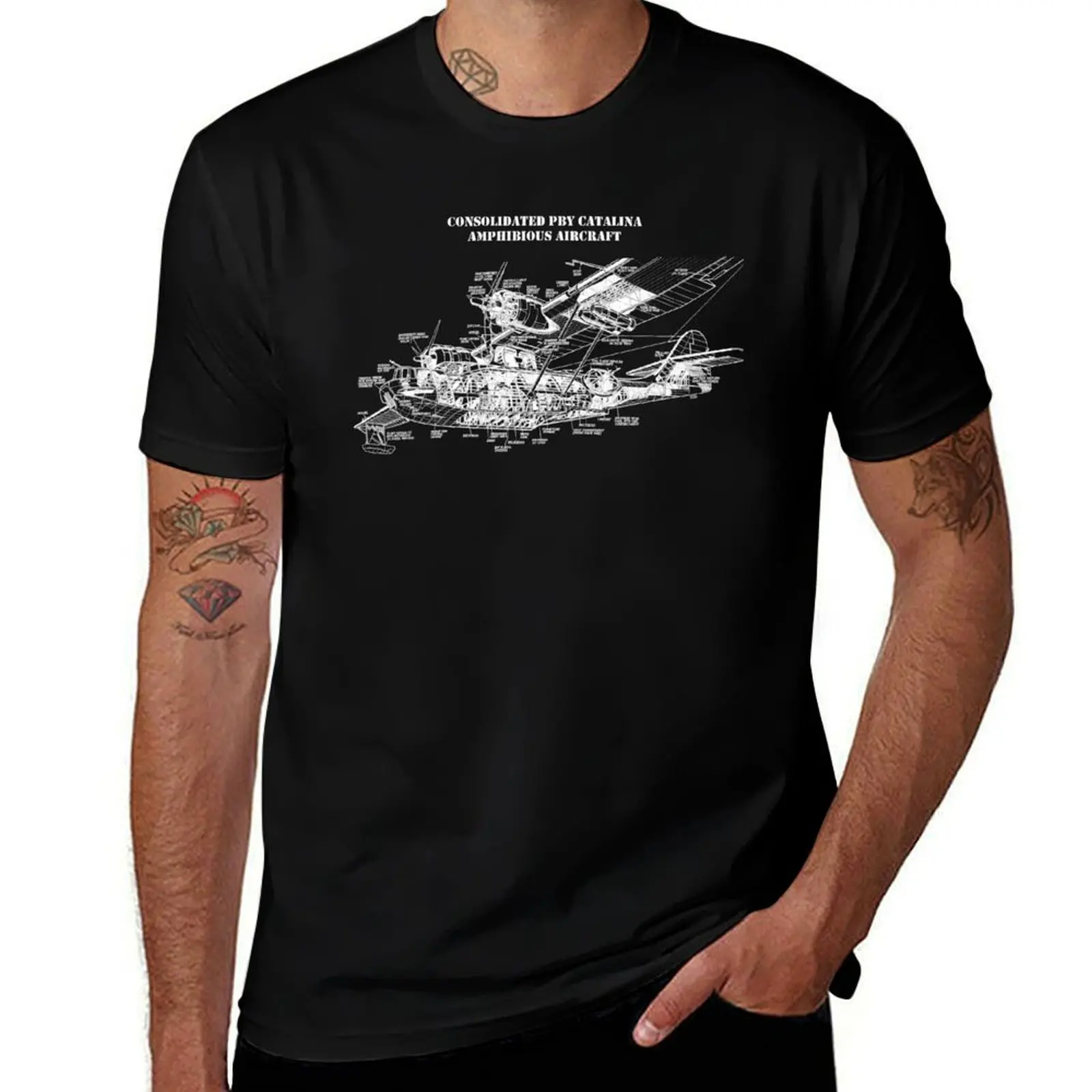 Consolidated PBY Catalina Amphibious Airplane - Cutaway Drawing T-Shirt sweat custom t shirt vintage men clothings