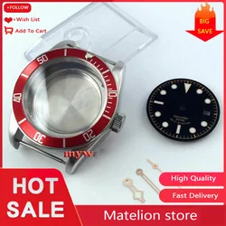 41mm A Set Sapphire Cystal Watch Case + Dial + Hand Fit ETA 2824 2836 Miyota 8215 821A MOVEMENT