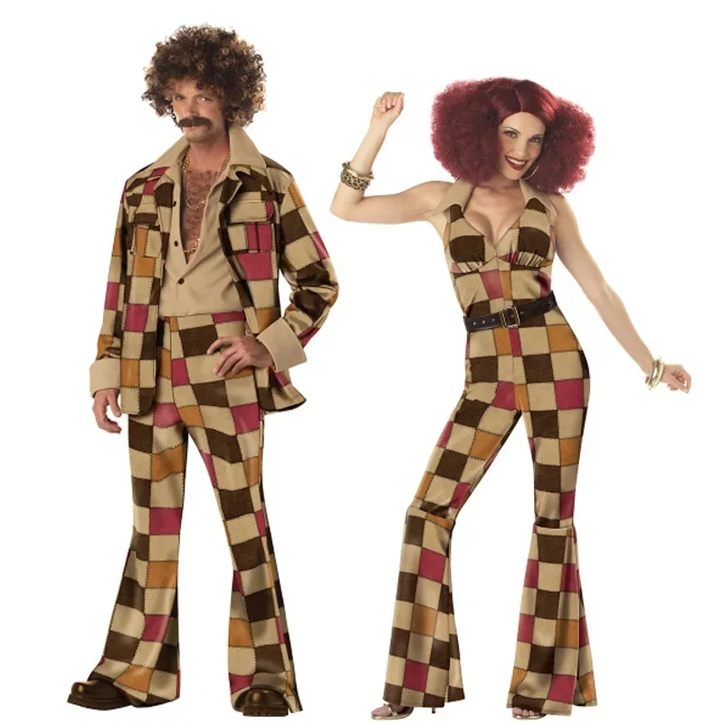 Men 60s 70s Retro Hippie Costume Vintage 1960s 1970s Go Go Girl Disco Costumes Men's Disco Costume