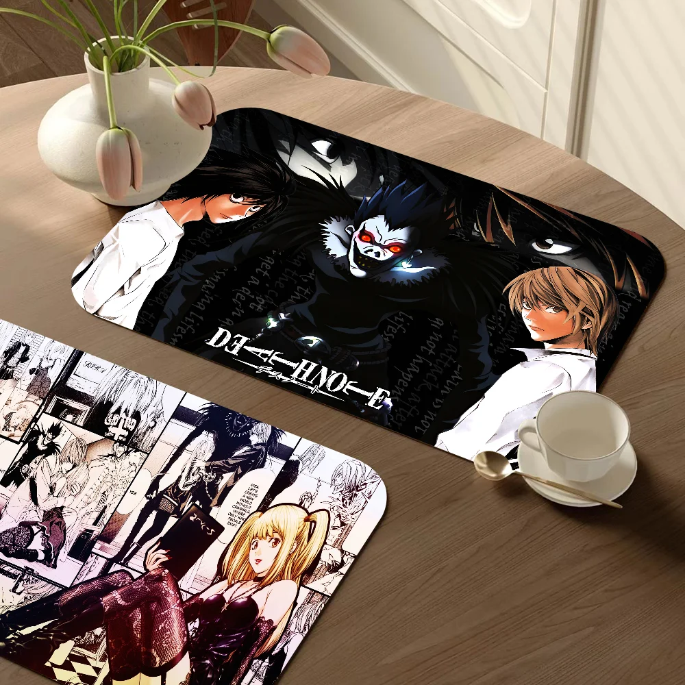 

Anime Manga Death Note Exquisite Kitchen Drain Pad Super Absorbent Dinnerware Placemat Desktop Decor Pad Drying Rug Bathroom Mat