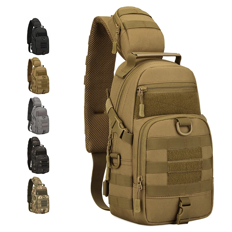 Protector Plus Tactical Sling Chest Pack Molle Military Nylon Shoulder Bag Men Crossbody Bag Military Outdoor Hiking Cycling Bag