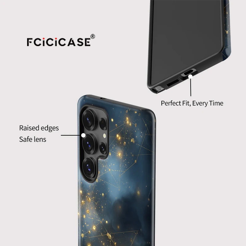 Fcicicase ماتي الاكريليك قضية الهاتف لسامسونج غالاكسي S25 زائد S25 + S24 الترا S20 FE S23 السماء النجوم نمط غطاء مقاوم للصدمات #4