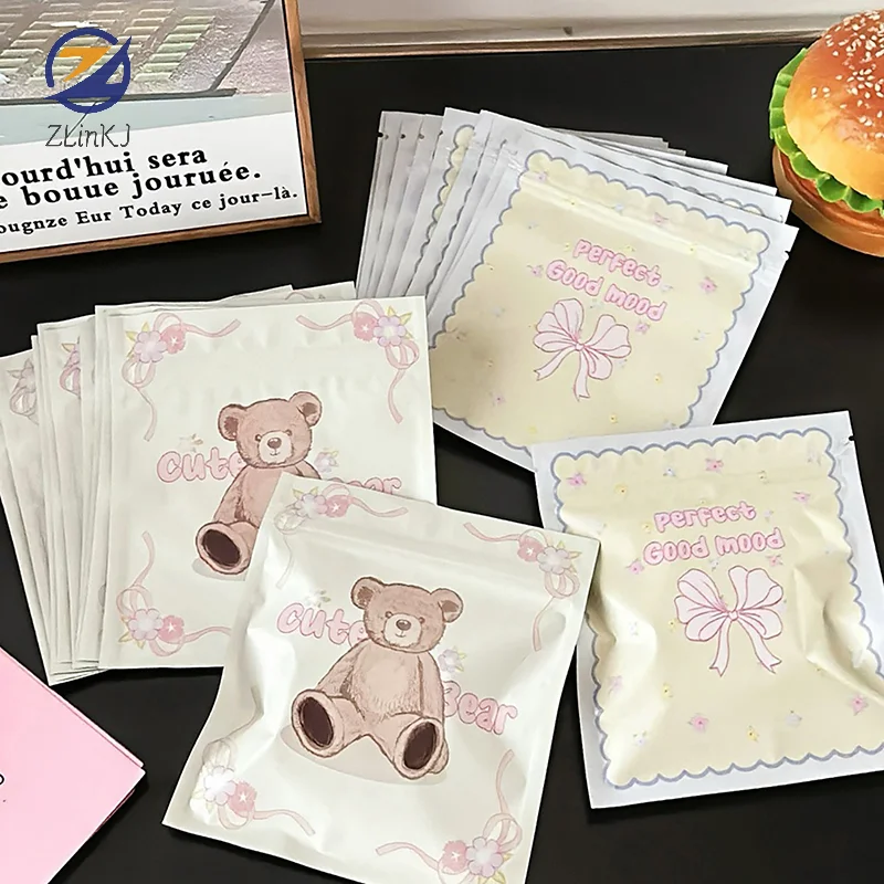 5/10/20 piezas embalaje de galletas de dibujos animados sellado Snack bolsas autoportantes galletas cremallera sellado bolsas de almacenamiento fresco