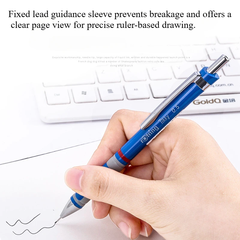 1 Rotring Tikky Mechanical Pencils 0.5/0.7mm Automatic Press Pencil Lightweight Plastic Body Triangular Barrel Hi-polymer Leads