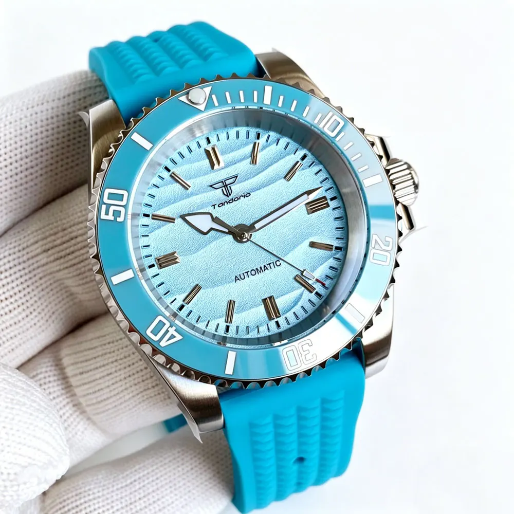 40mm Mechanical Men Watch Miyota 8215 120 Click Bezel Sand Dune Dial Plate 20bar Waterproof Steel Bracelet Strap 200m Waterproof