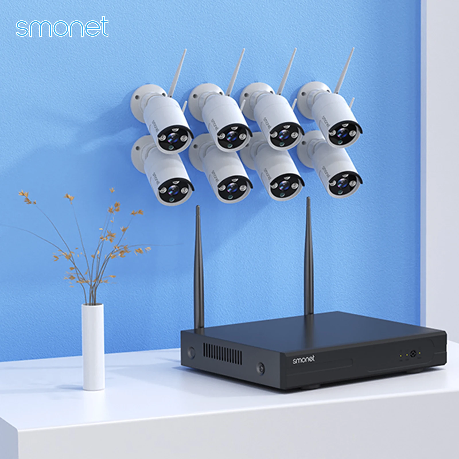 Smonet 8PCS 3MP HD Wireless Security Camera System Wifi CCTV Surveillance IP Cameras Outdoor Indoor Audio Waterproof For Home