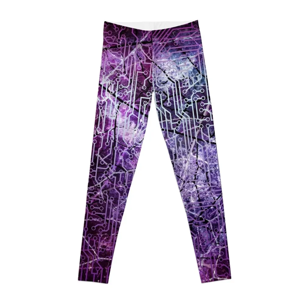 

Dark Purple Cyber Circuit Board Textured Pattern Leggings gym's clothing legging gym Womens Leggings