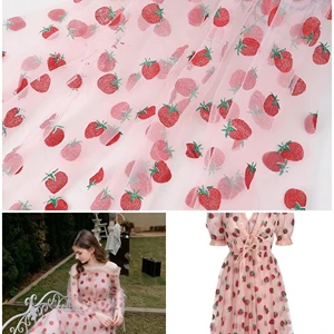 Strawberry Stamping Strickstoff für Kinder, süßes Goldpulver, geschwollener Rock, Kopfstück, Spielzeugkleidung, weicher Stoff, 150 cm Breite 12 Hauptverkaufs Erdbeerstoff - №9