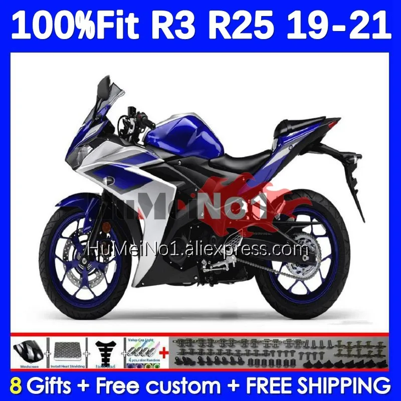 Injection For YAMAHA YZF-R3 YZFR25 YZF-R25 R 3 25 374No.34 YZFR3 Silver blue YZF R3 R25 19 20 21 22 2019 2020 2021 2022 Fairing