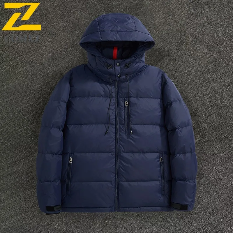 

COMXZ модный мужской пуховик с капюшоном, легкая парка для кемпинга, однотонный дизайн, зимнее пальто для пешего туризма и защиты от холода