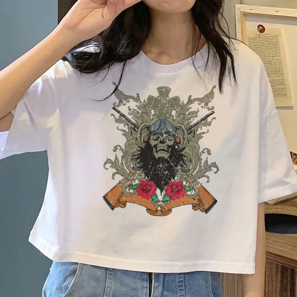 Camiseta de Guns N Roses para hombre, camisa blanca japonesa de Anime, Manga divertida, estética Y2k