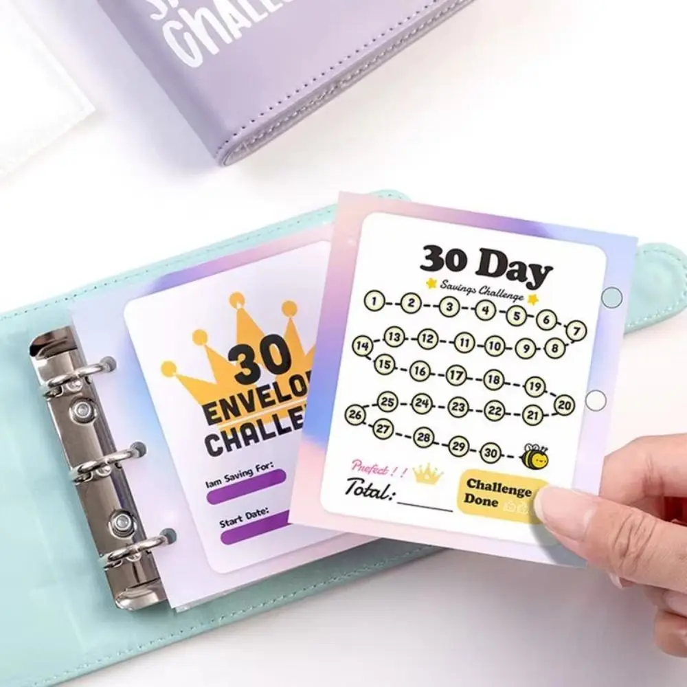 PU Leather Money Saving Challenge Book Large Capacity Loose-Leaf 30 Envelope Challenge Binder Waterproof Save Money