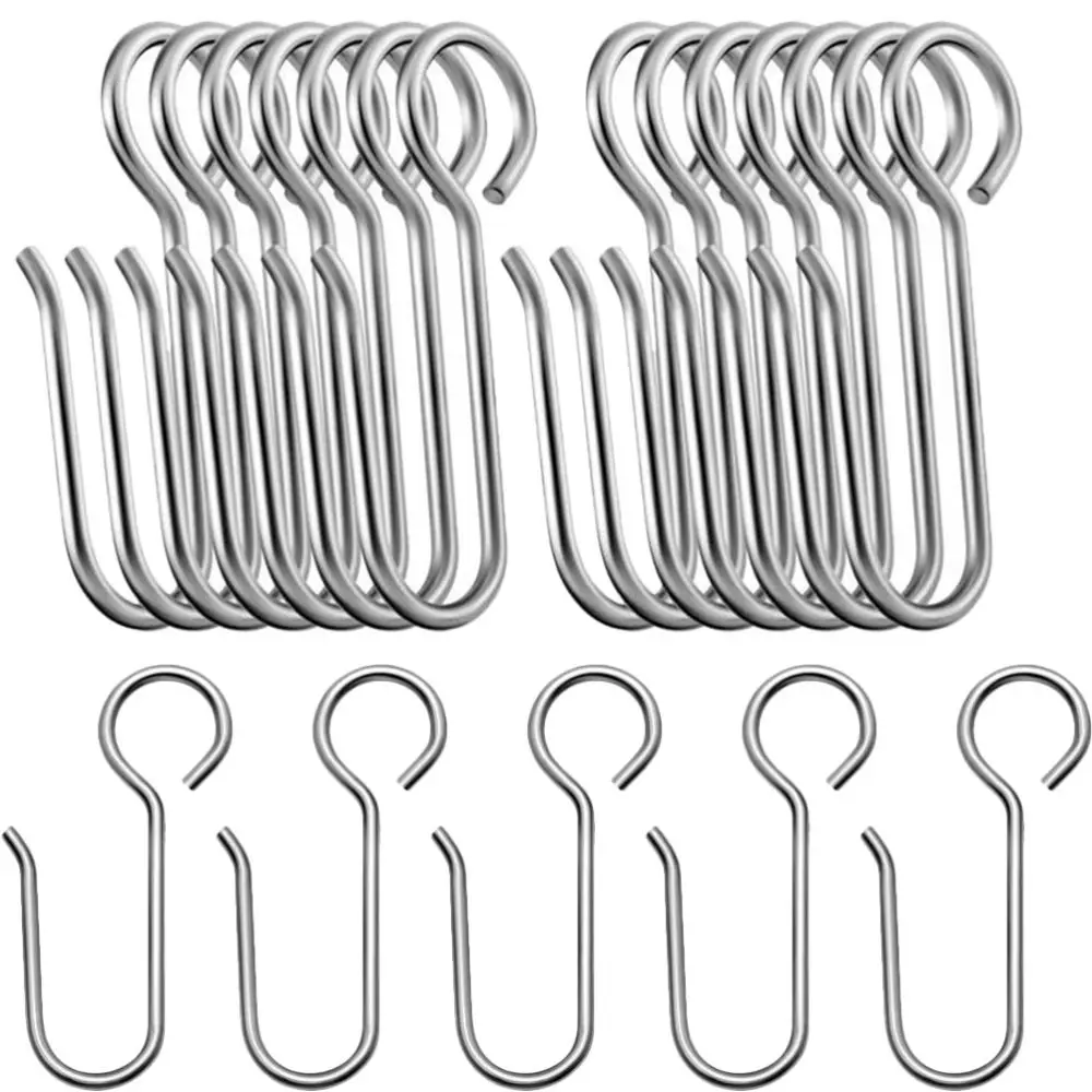 20Pcs S Shaped Curtain Track Hooks Metal Drape Ceiling Drapery Hook Pin Convenient Decoration Hooks Shower Curtain Hanger view 5