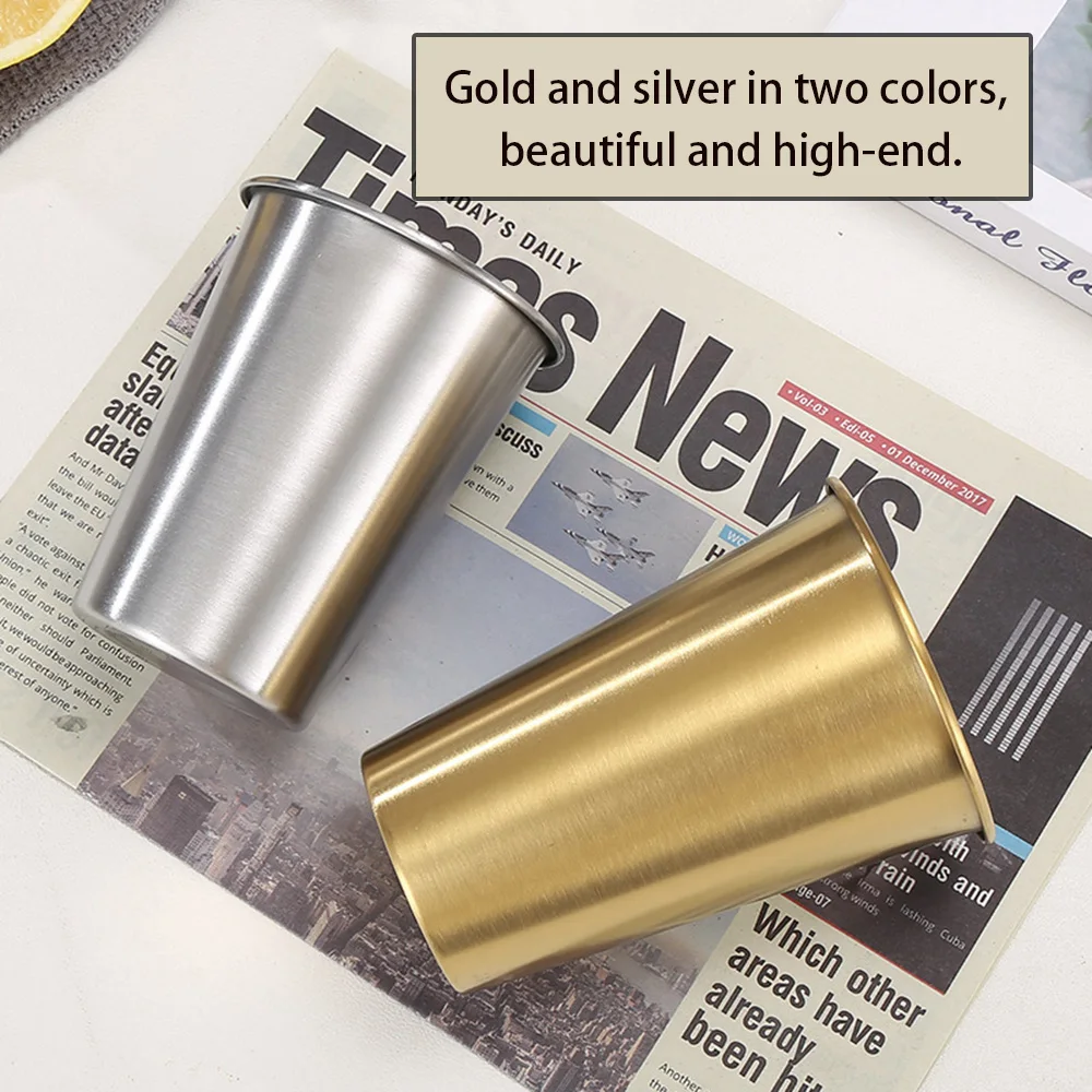 قطعة واحدة من كوب البيرة المصنوع من الفولاذ المقاوم للصدأ على الطراز الصناعي المحمول للتخييم في الهواء الطلق بطبقة واحدة كوب ماء للمشروبات الباردة #2