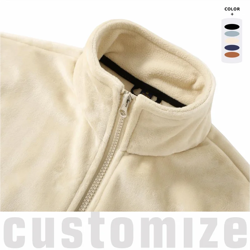 Men's Fleece Jacket Soft Thicken Warmth Windproof Full Zip Up Multiple Zipper Pockets Hiking Working Outdoors Custom Design Coat