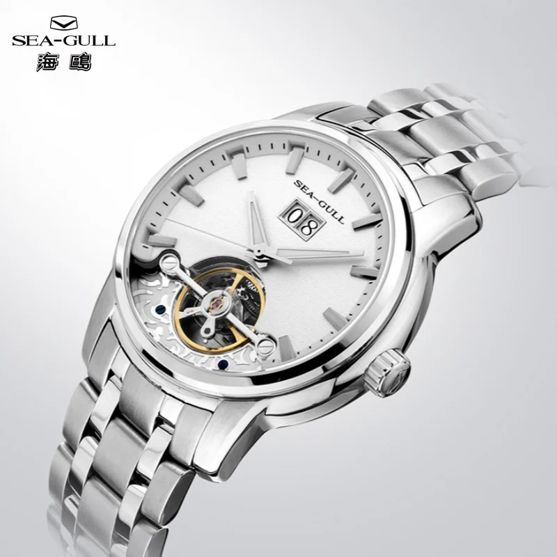 

Seagull Flywheel Series Mechanical Watch For Men Business Dress Wristwatch Sapphire Glass Luminous Hands Calendar Wacthes 409
