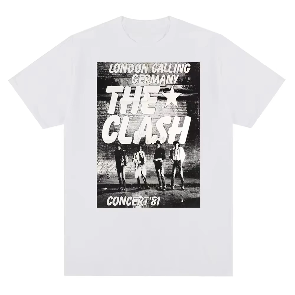 جديد طاقم الرقبة الصدام لندن الدعوة خمر تصميم طباعة الجرافيك تي شيرت الرجال الموسيقى روك باند القطن تيز ملابس للجنسين #2