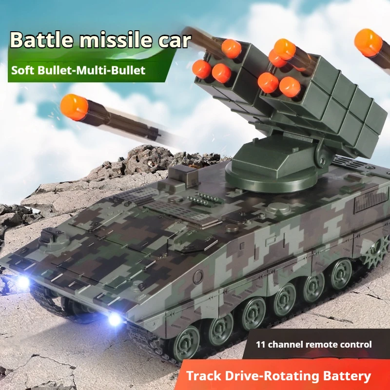 2.4g Rc Simulation Military Missile Remote Control Vehicle Crawlable Lift Launchpad Launch Missile Children Boys Toy Gifts