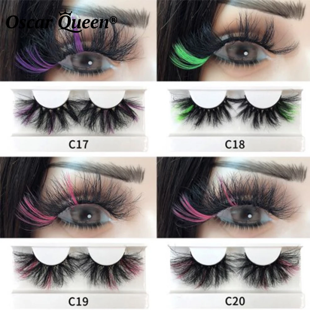 5D Fluffy สีขนตาขายส่งที่มีสีสัน3D Mink Lashes 25มม.ขนตาปลอมกล่องแพคเกจผู้ขายเครื่องมือแต่งหน้า Eyelash Extension