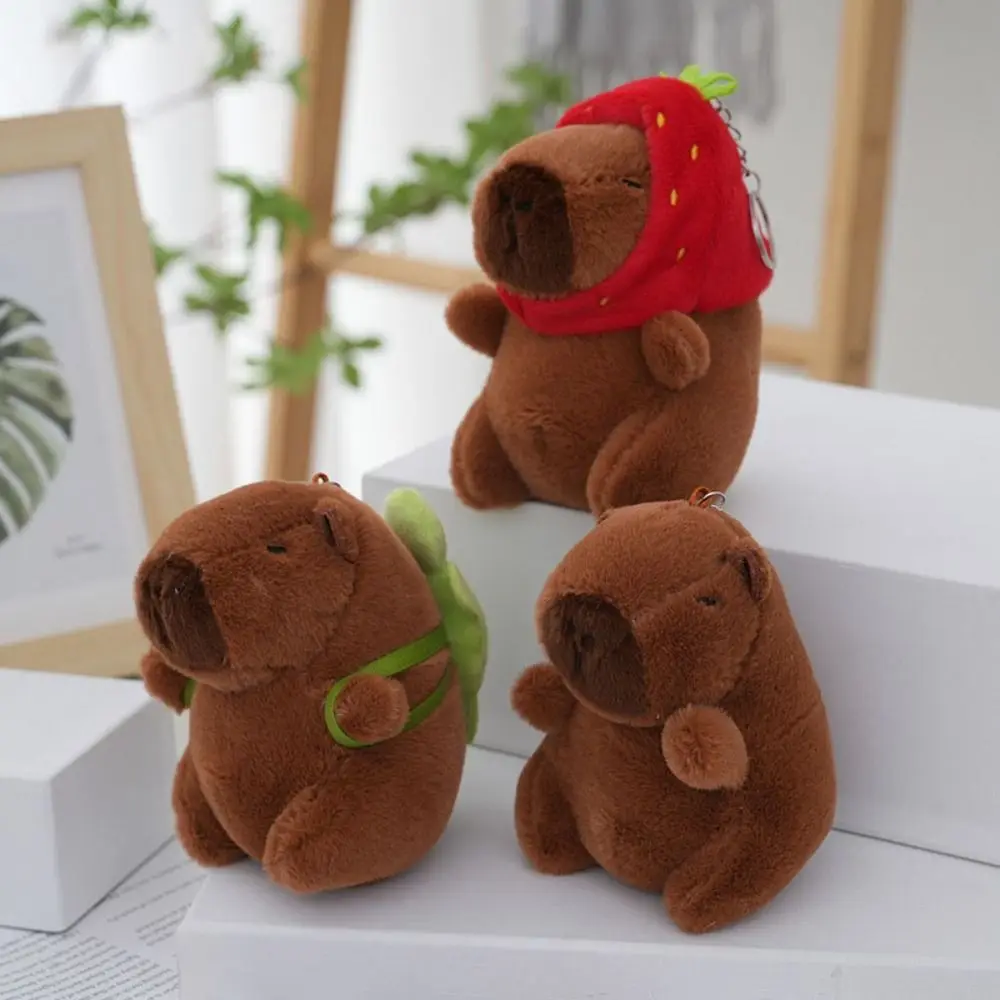 Headgear Capybara Doll Cute Toy Plush Capybara Keychain Cartoon Capybara Multicolor Fluffty Animal Doll Soft Accessories