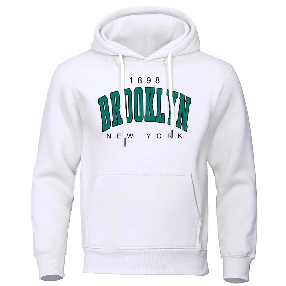 1898 Brooklyn New York Bedruckter Herren-Kapuzenpullover, Kreativität, Rundhalsausschnitt, Kleidung, modisches Oversize-Sweatshirt, modischer Kapuzenpullover mit Rundhalsausschnitt für Herren