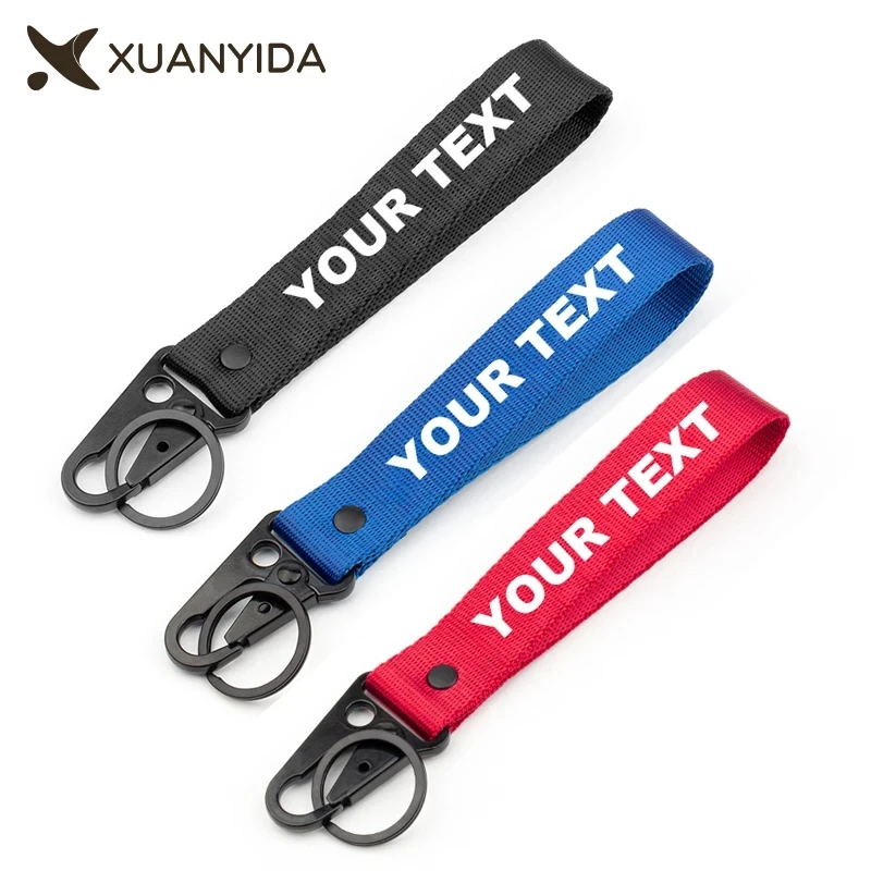 Custom Embroidered Keychain Personalized Name Phone Number Logo Keyring Strap Anti-lost Key Tag Keyholder Keychain Accessories