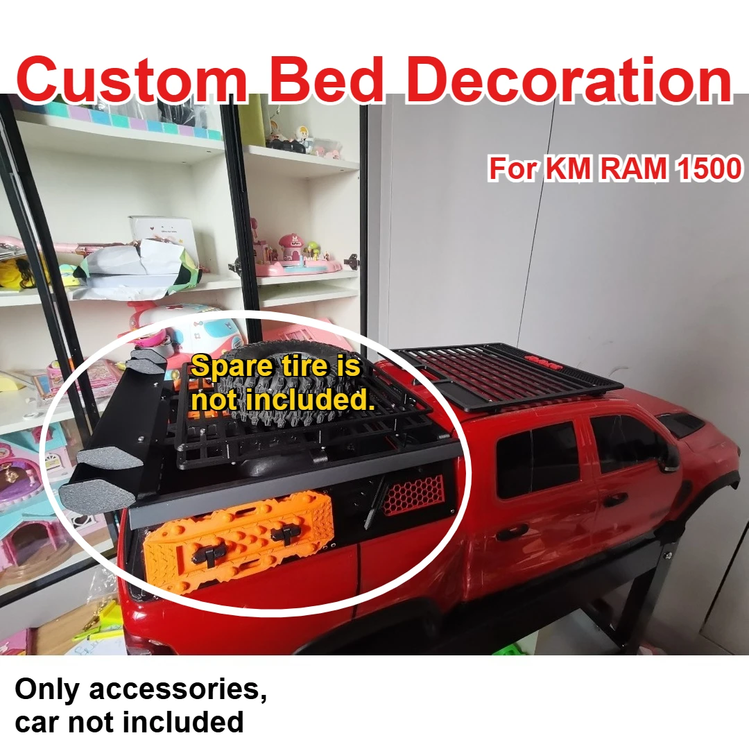 For KM RAM 1500 1/8 RC Offroad Crawler Vehicle Rear Bed Decoration Custom Model Number Decorative Styling Decor Upgrade Parts