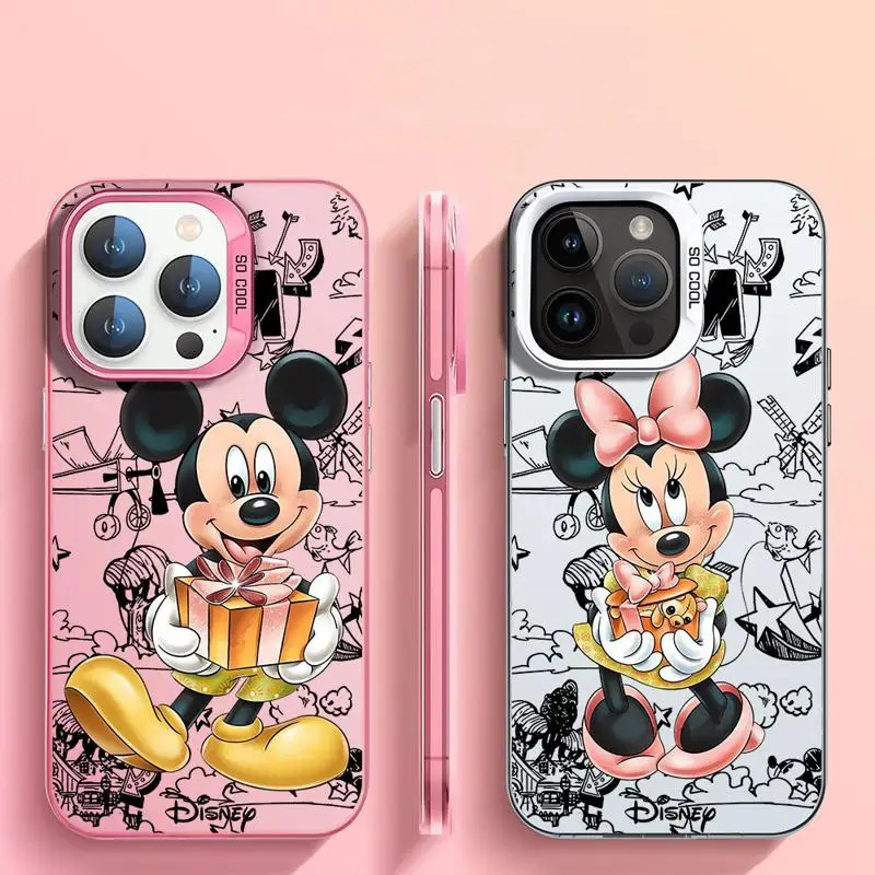 Case For Apple iPhone 11 13 15 Pro Max 14 Plus 12 16 Hard Phone Cover Silicone Shockproof Protective Funda Cartoon Mickey Minnie