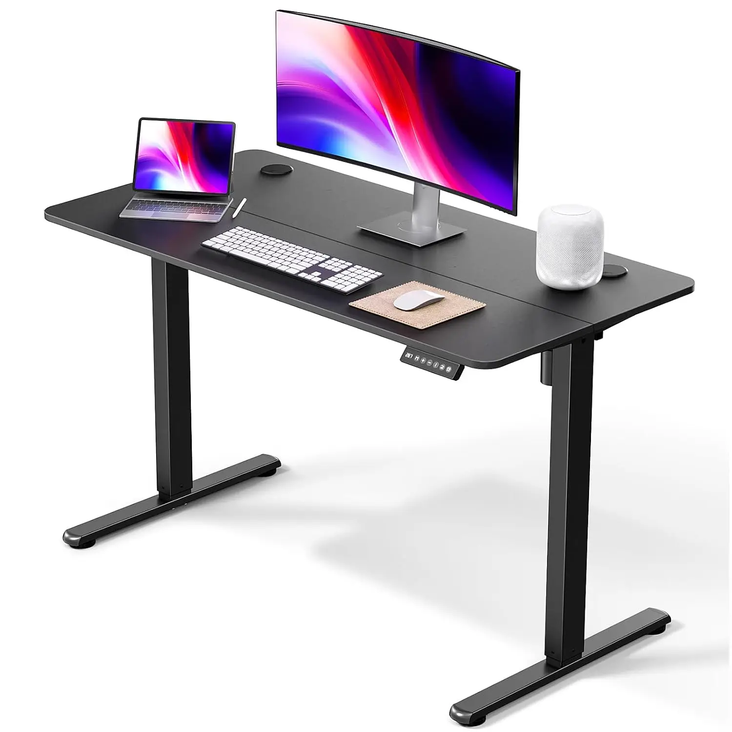Electric Standing Desk Height Adjustable Sit Stand Computer Desk Home Office Memory Preset 48x24 Inch Spliced Black, Customized