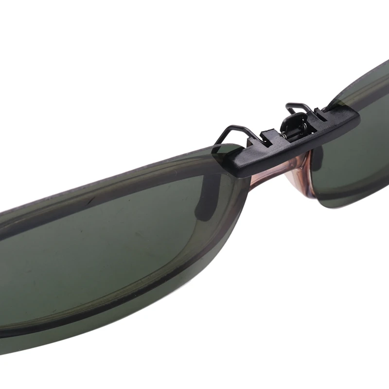 3X Unisex Clear Dark Green Polarized Lens Sunglasses Clip On Eyeglasses