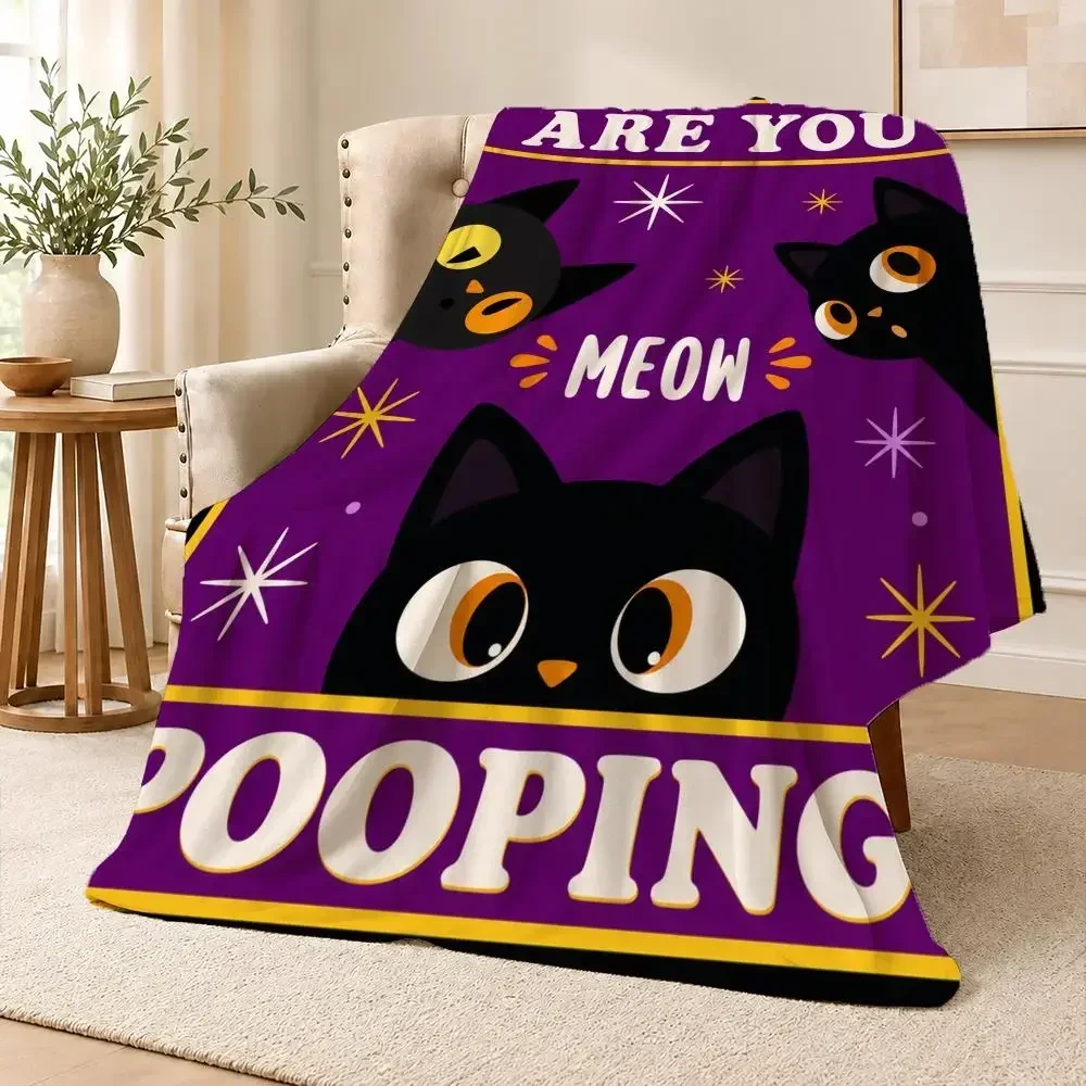 Hand Drawn Cute Cat Pattern for Pet Lovers All Season Design Throw Soft Flannel Throw Blanket Warm for Couch Bed Sofa Cozy Gift