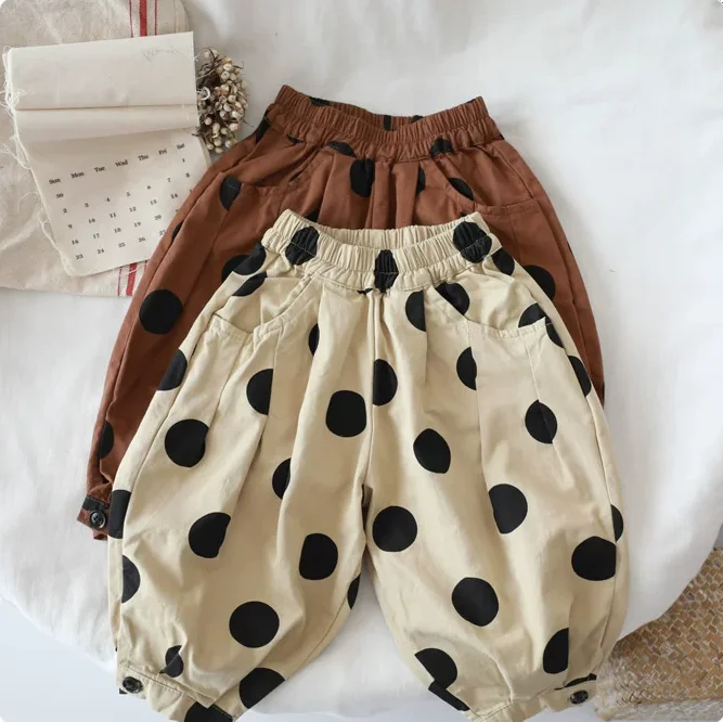 2026 New Stlye Boys Girls Dots Pants Cotton Good Quality Spring  Summer Fashion Kids Pants 1-8t A325